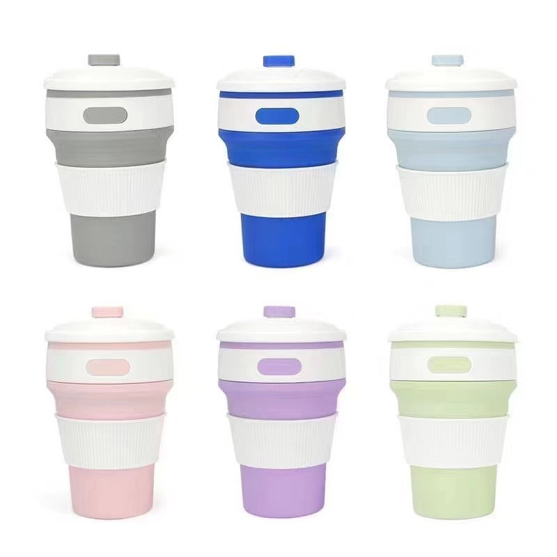 Silicone Portable Straw Water Cup Coffee Cup Folding Cup