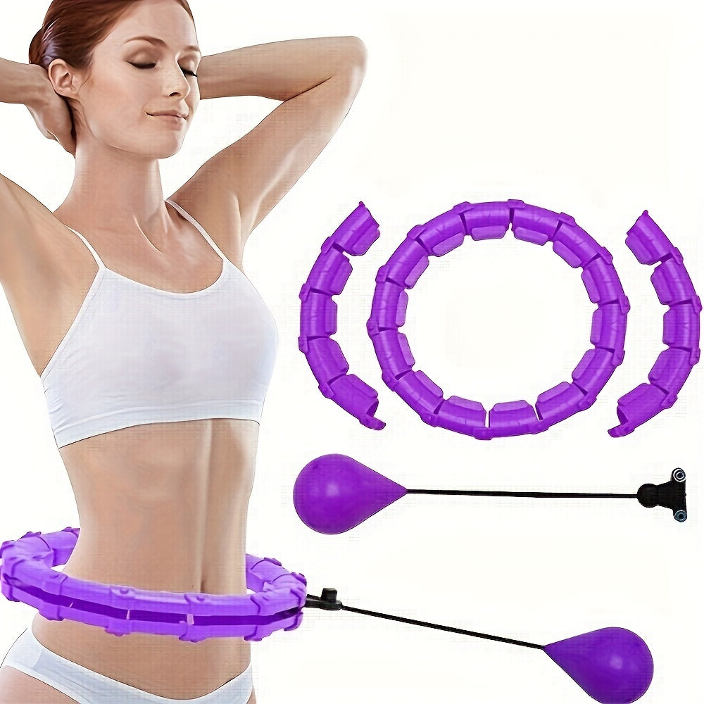 Weighted Hoola Exercise Fit Hoops Plus Size For Weight Loss, 2 In 1 Weight Loss 24 Detachable Knots Fitness Abdomen Equipment Hoops Adjustable Auto-Spinning Ball For Women