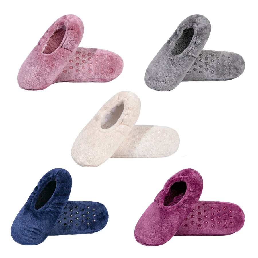 1 Pair Women's Indoor Floor Socks Winter Warm Non-slip Soft Comfortable Floor Shoes Fashion Solid Colour Ladies Home Slippers