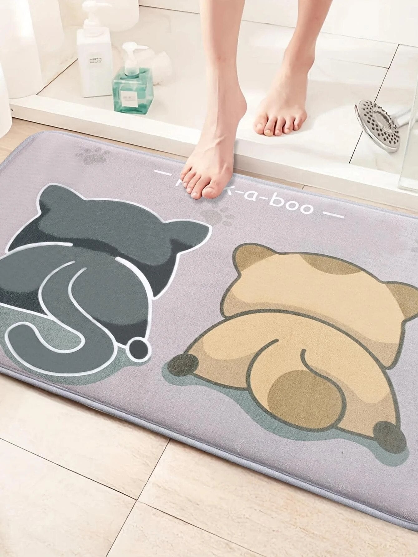 Memory sponge printed cartoon bathroom anti-skid and water absorbing floor mat