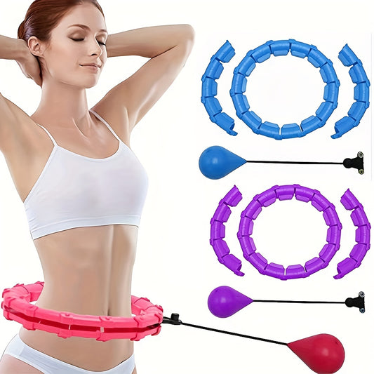 Weighted Hoola Exercise Fit Hoops Plus Size For Weight Loss, 2 In 1 Weight Loss 24 Detachable Knots Fitness Abdomen Equipment Hoops Adjustable Auto-Spinning Ball For Women